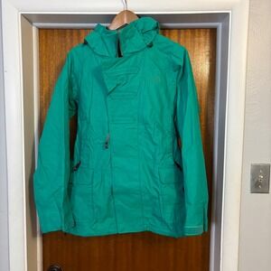 The North Face Womens Emerald Green Hooded Ski Jacket Powder Skirt Large